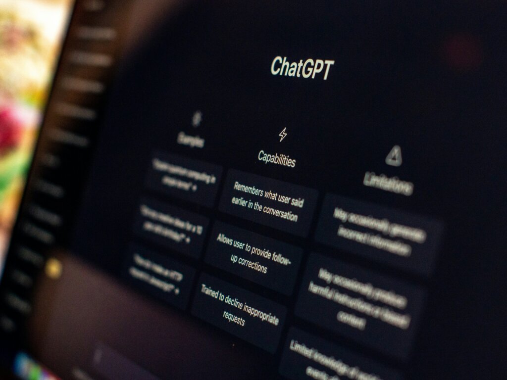 A screen showing ChatGPT